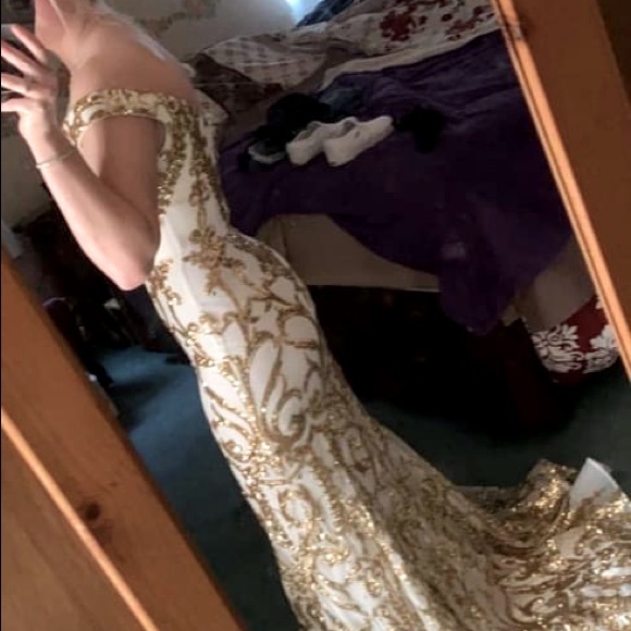 Dresses & Skirts - White/gold prom gown.. size 2.. never worn other than to try on..